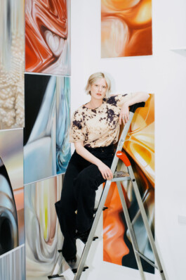 Anja Rausch at her Studio in Front of several Paintings Photo by Lucy Deverall ©Lucy Deverall